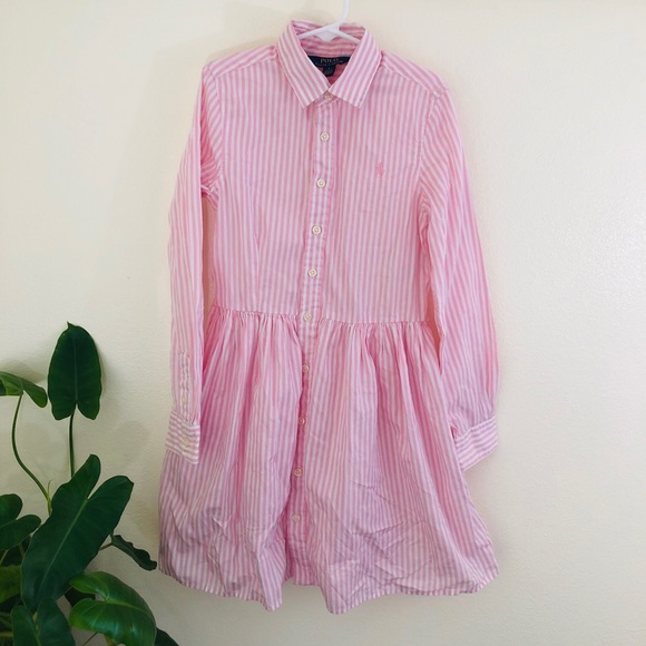 Polo Ralph Lauren Other - POLO Ralph Lauren 8 girls pink striped shirt dress